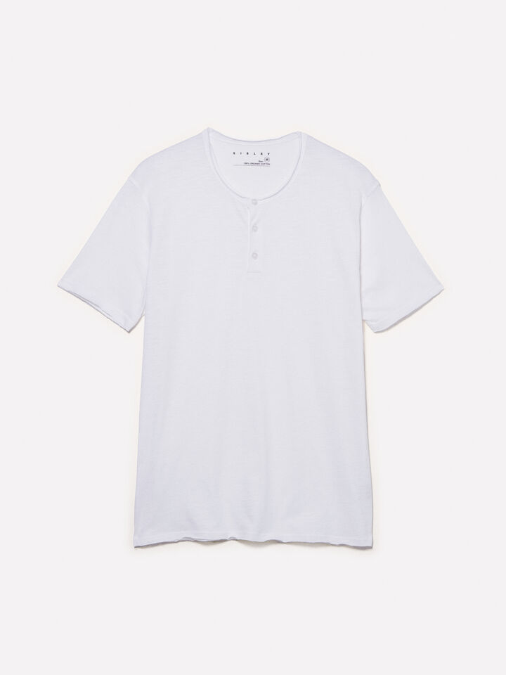 T-shirt carcela de botões branca - t-shirt de manga curta para homem - Branco | Sisley image number 5